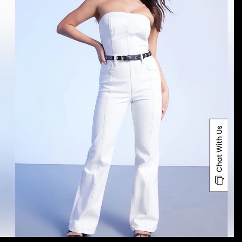 PAC Sun White Denim Strapless Jumpsuit - Picture 11 of 11